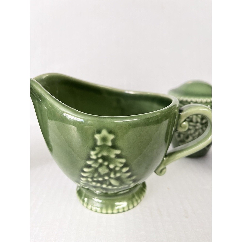 Cracker Barrel Christmas -Peace on Earth Creamer/Sugar, salt/pepper,  green